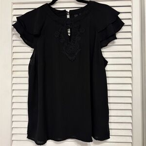 Black Lace Embroidery Women's Blouse